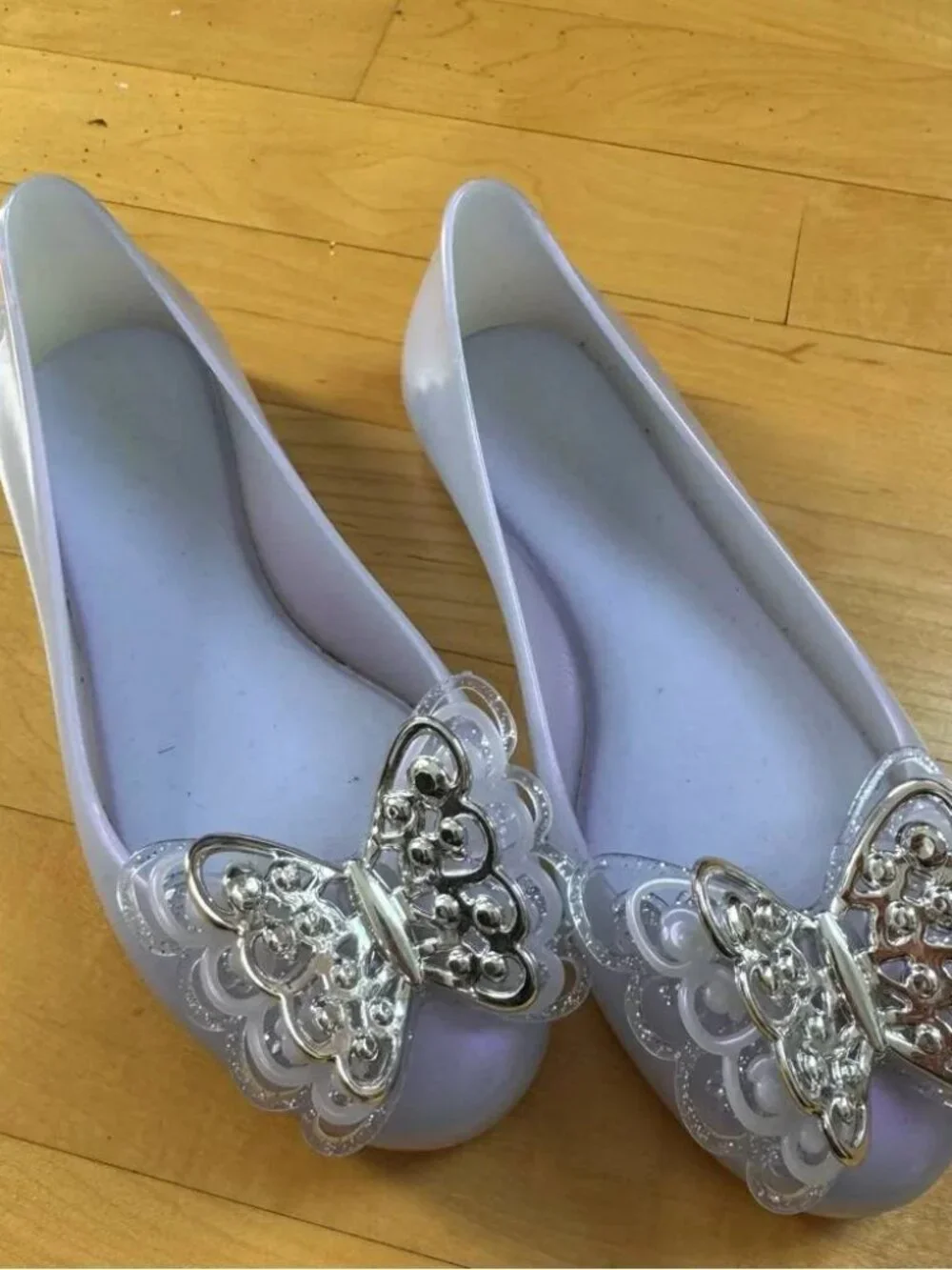 LIKE NEW Mini Melissa Sweet Love Butterfly PEARLY LILAC SHOES SIZE 13